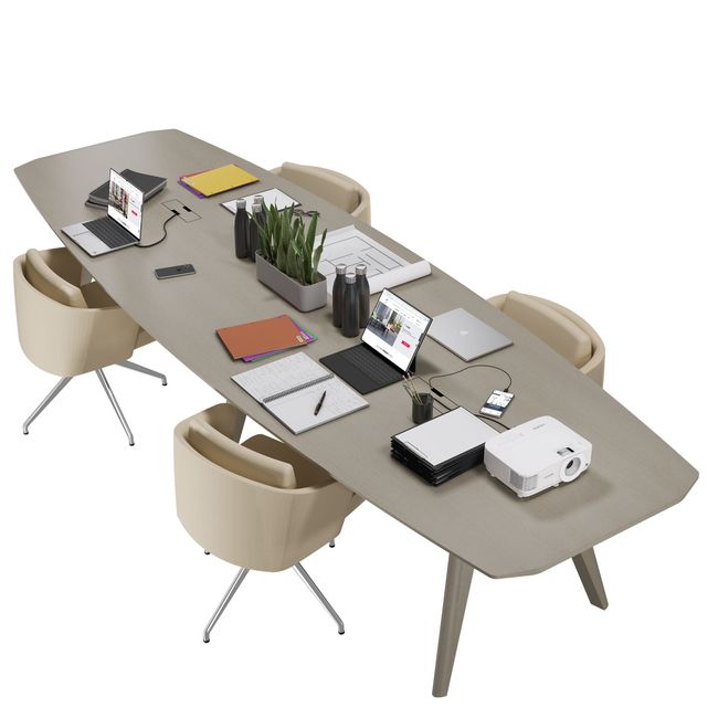 BRALCO RAIL Konferenztisch | 3600 x 1200 mm, Eiche Hellgrau