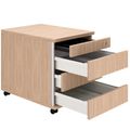 NOVA Rollcontainer | 3 Schubladen + 1 Kleinteilefach, 600 mm tief, Bernsteineiche - 5 Thumbnail Image