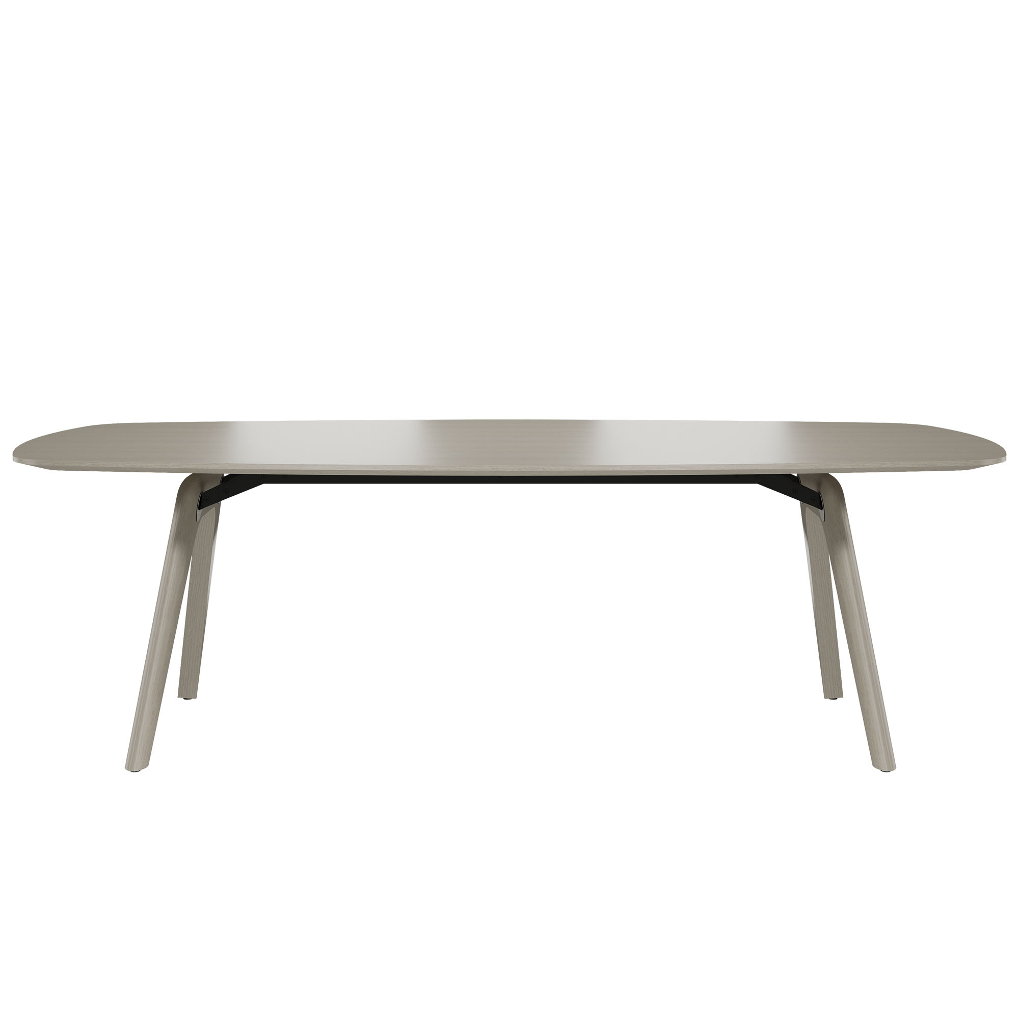 BRALCO RAIL Meeting table | boat shape 2400 - 2800 mm (8 - 10 persons) | solid wood, light oak grey  - 2 Main Image