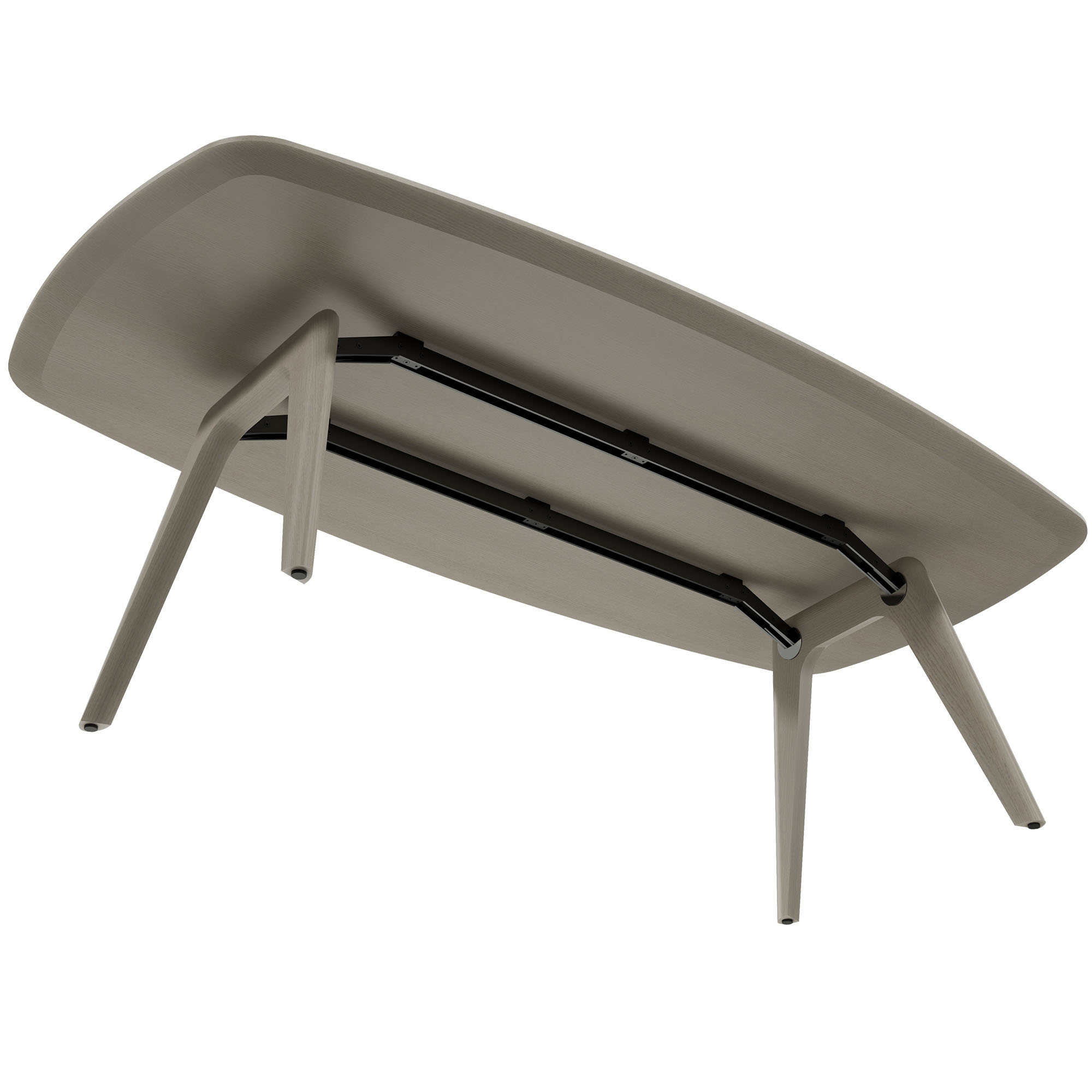 BRALCO RAIL Meeting table | boat shape 2400 - 2800 mm (8 - 10 persons) | solid wood, light oak grey  - 3 Main Image