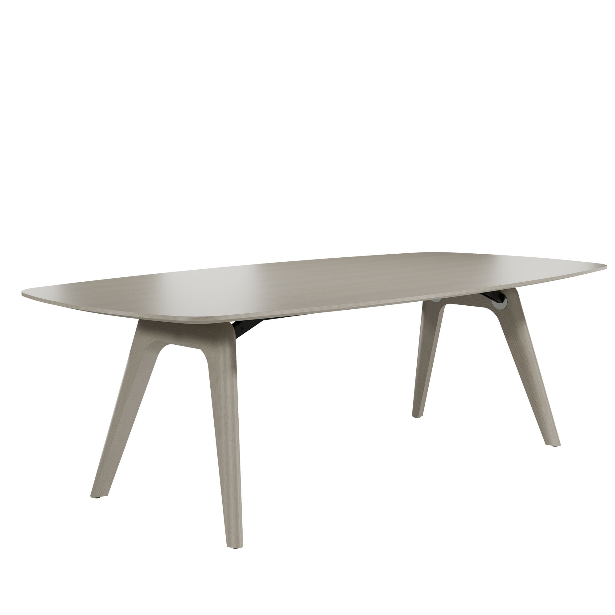 BRALCO RAIL Meeting table | boat shape 2400 - 2800 mm (8 - 10 persons) | solid wood, light oak grey  - 1 Main Image