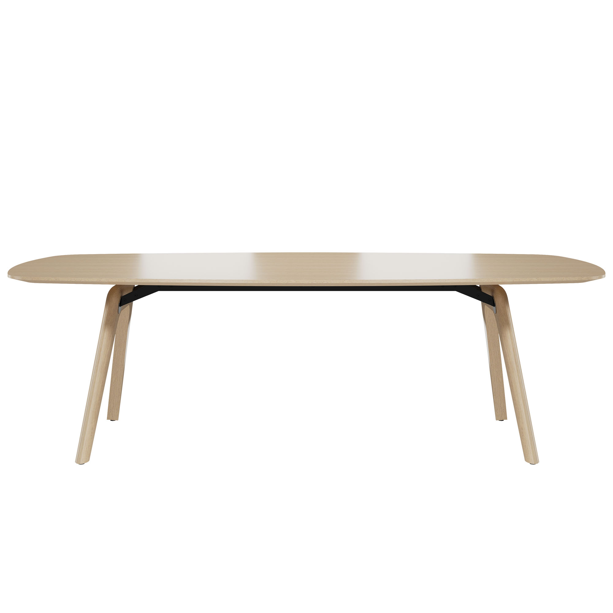 BRALCO RAIL meeting table | Boat shape 2400 - 2800 mm (8 - 10 people) | Real wood, natural oak - 2 Main Image