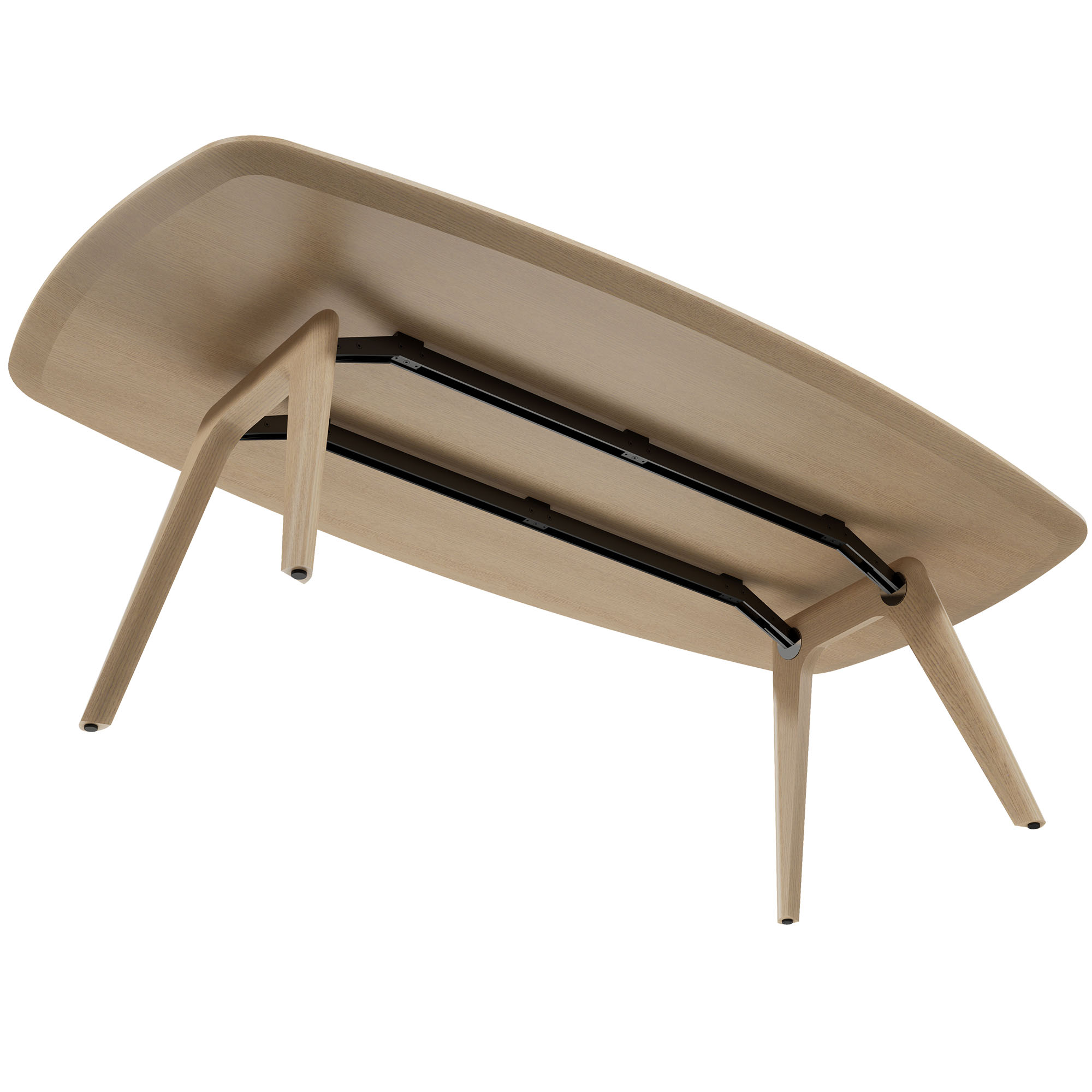 BRALCO RAIL meeting table | Boat shape 2400 - 2800 mm (8 - 10 people) | Real wood, natural oak - 3 Main Image