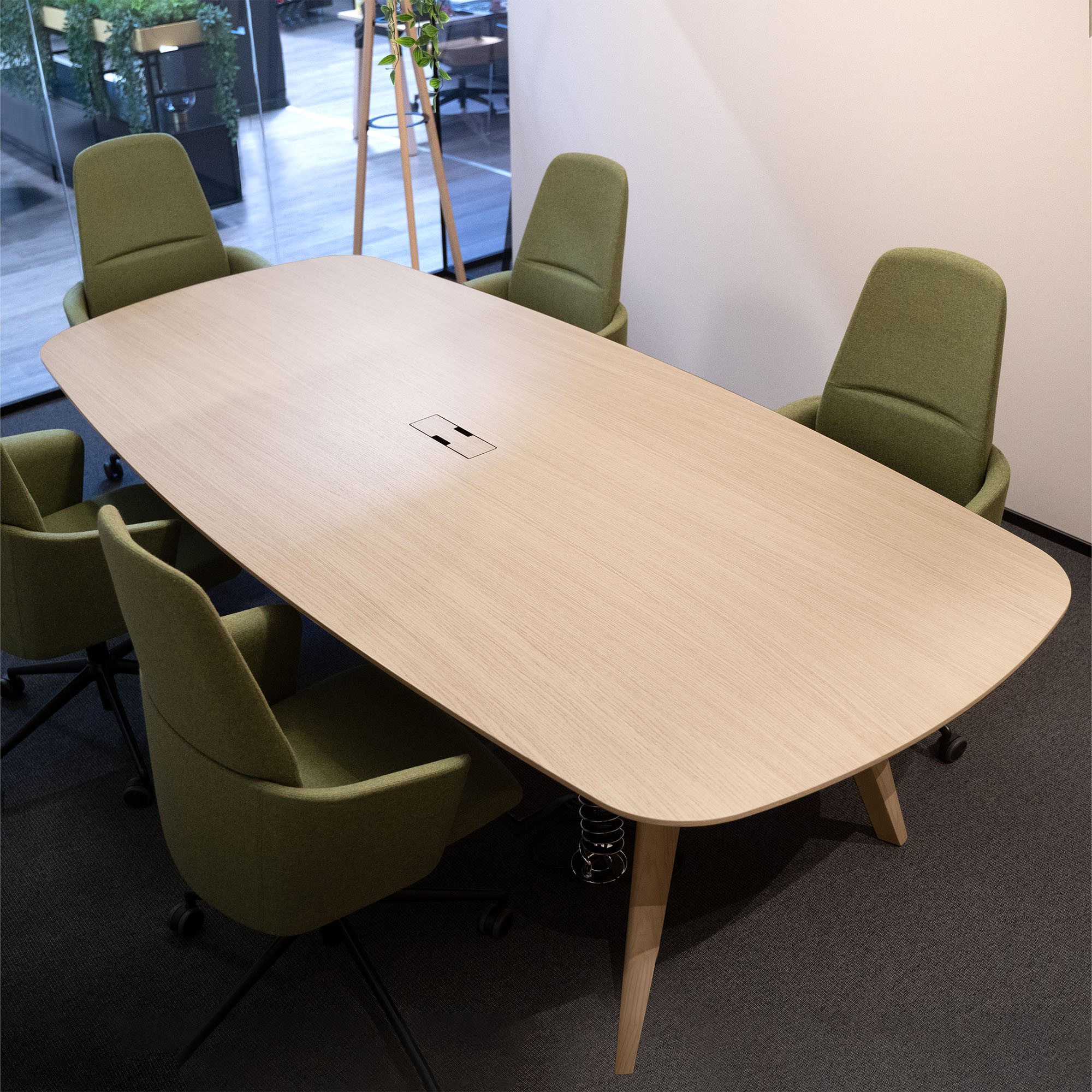 BRALCO RAIL meeting table | Boat shape 2400 - 2800 mm (8 - 10 people) | Real wood, oak tobacco - 9 Main Image
