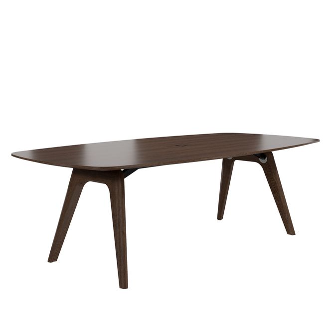 BRALCO RAIL meeting table | boat shape 2400 - 2800 mm (8 - 10 people) | solid wood, tobacco oak  - 1 Main Image
