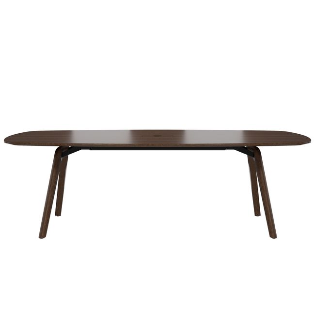 BRALCO RAIL meeting table | boat shape 2400 - 2800 mm (8 - 10 people) | solid wood, tobacco oak  - 2 Main Image