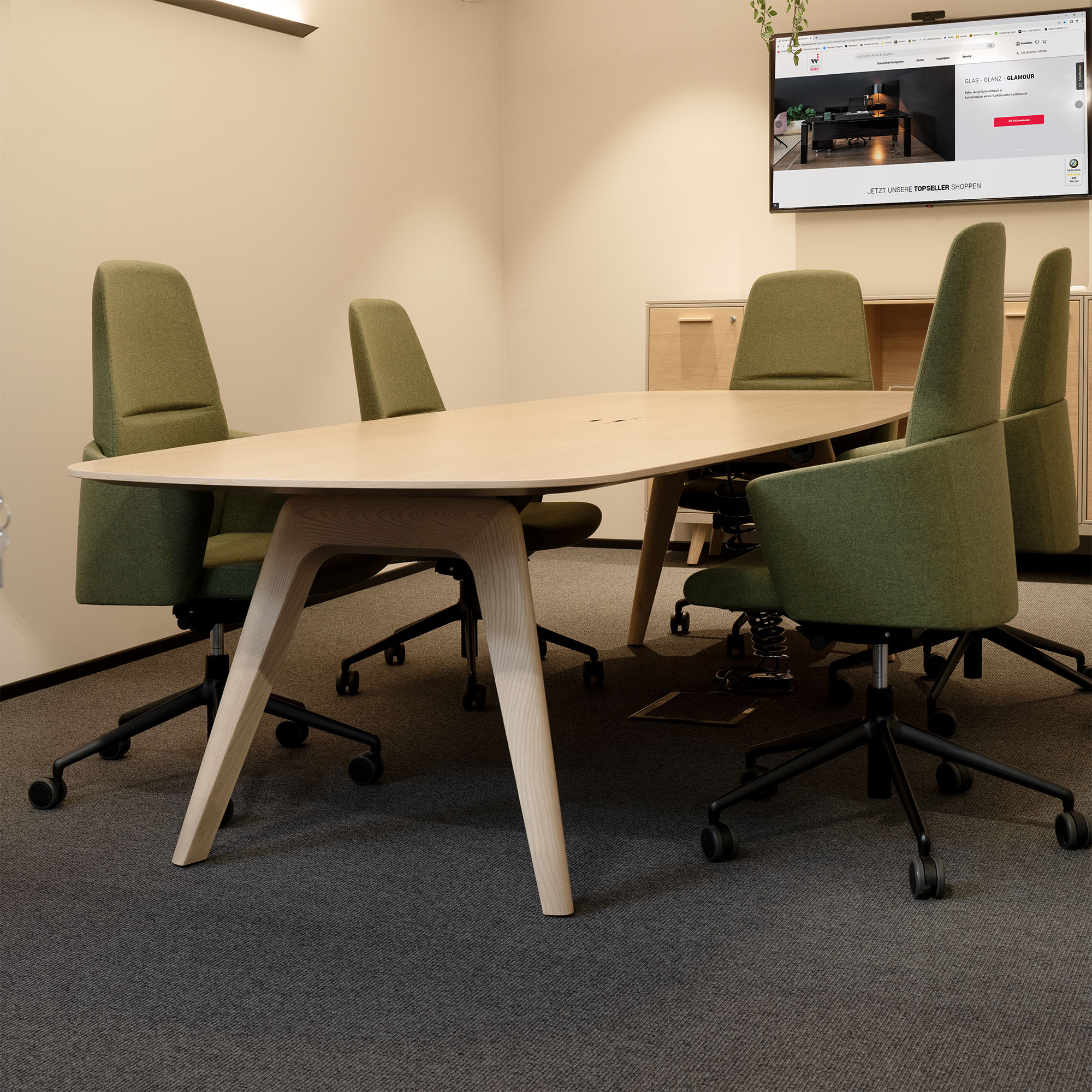 BRALCO RAIL meeting table | Boat shape 2400 - 2800 mm (8 - 10 people) | Real wood, black oak - 8 Main Image
