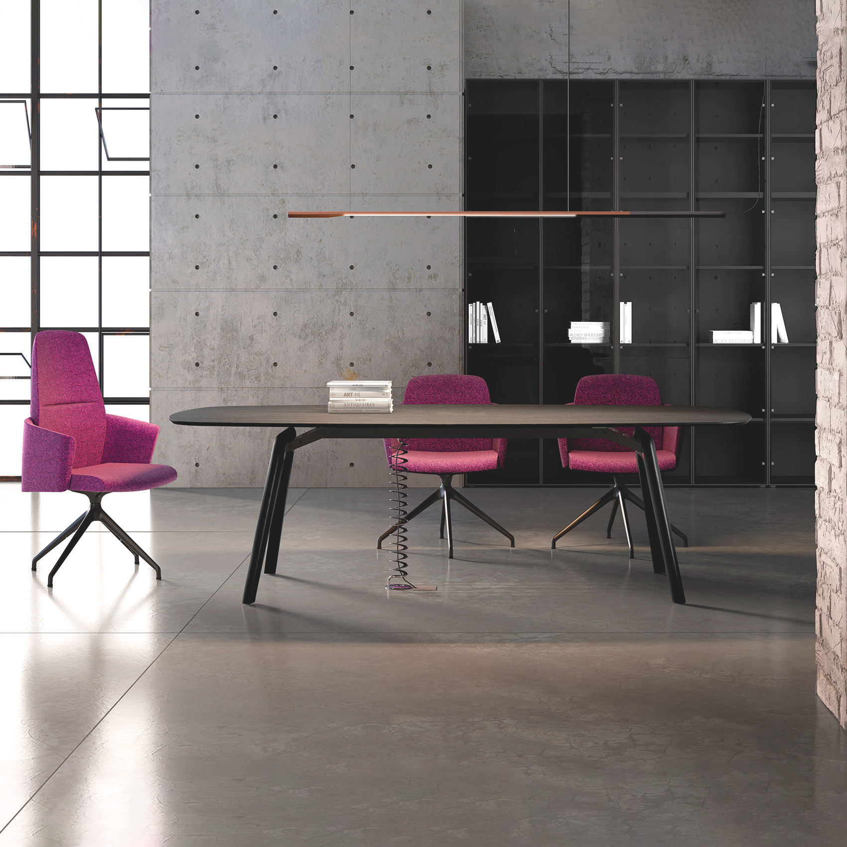BRALCO RAIL meeting table | Boat shape 2400 - 2800 mm (8 - 10 people) | Real wood, black oak - 9 Main Image