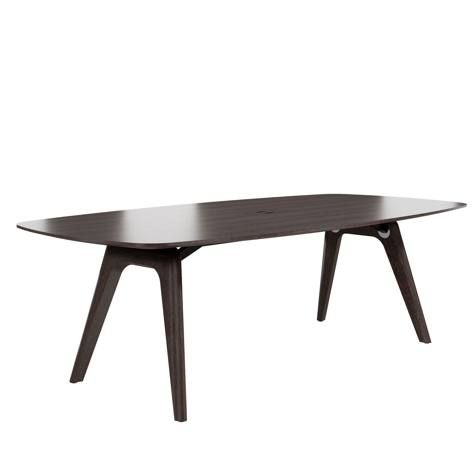 BRALCO RAIL meeting table | Boat shape 2400 - 2800 mm (8 - 10 people) | Real wood, carbon oak - 1 Main Image