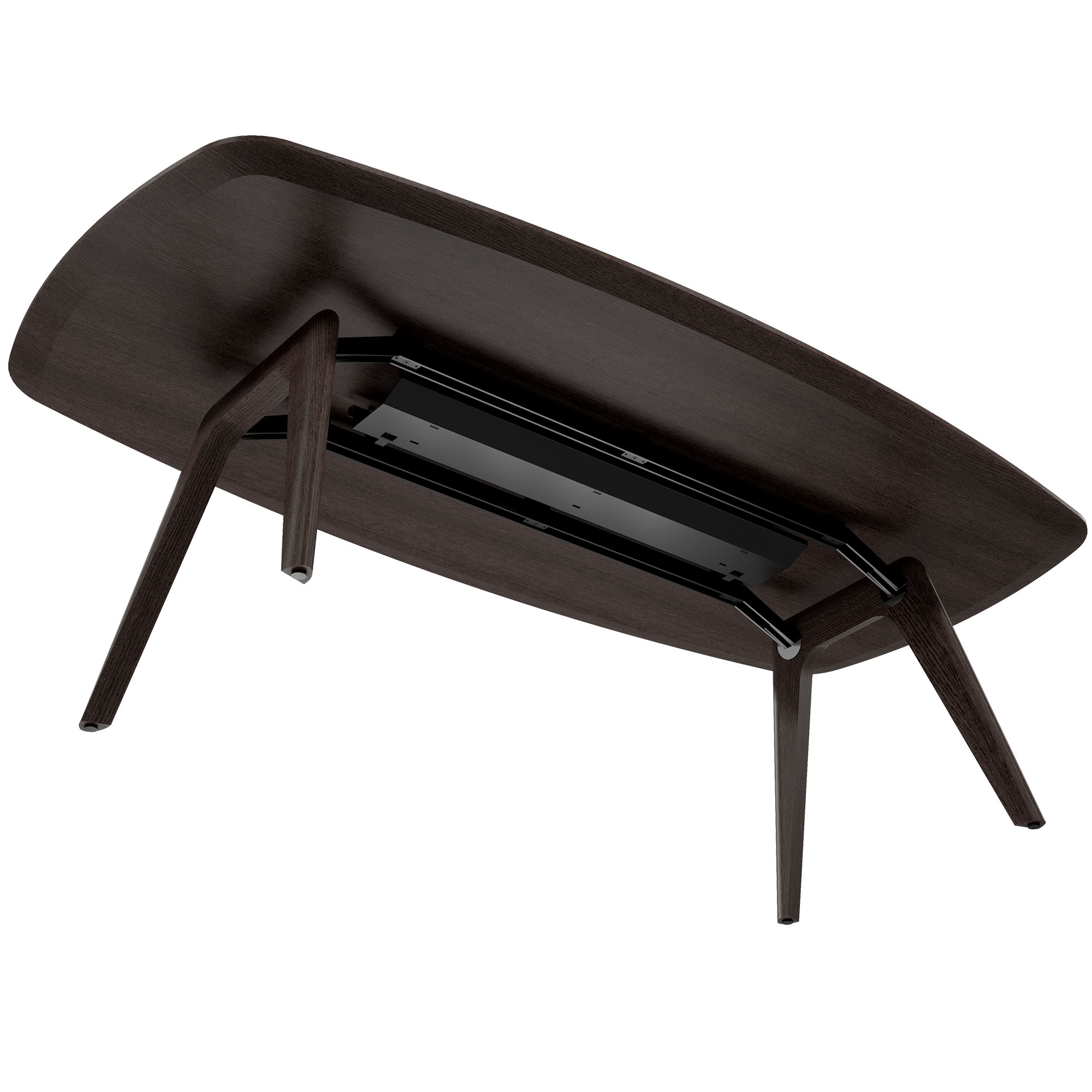 BRALCO RAIL meeting table | Boat shape 2400 - 2800 mm (8 - 10 people) | Real wood, carbon oak - 3 Main Image