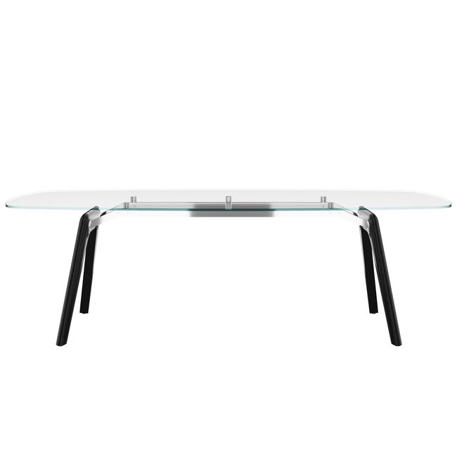 BRALCO RAIL Konferenztisch | Bootsform, 2400 x 1200 x 750 mm (8 Personen) | Glas-Tischplatte