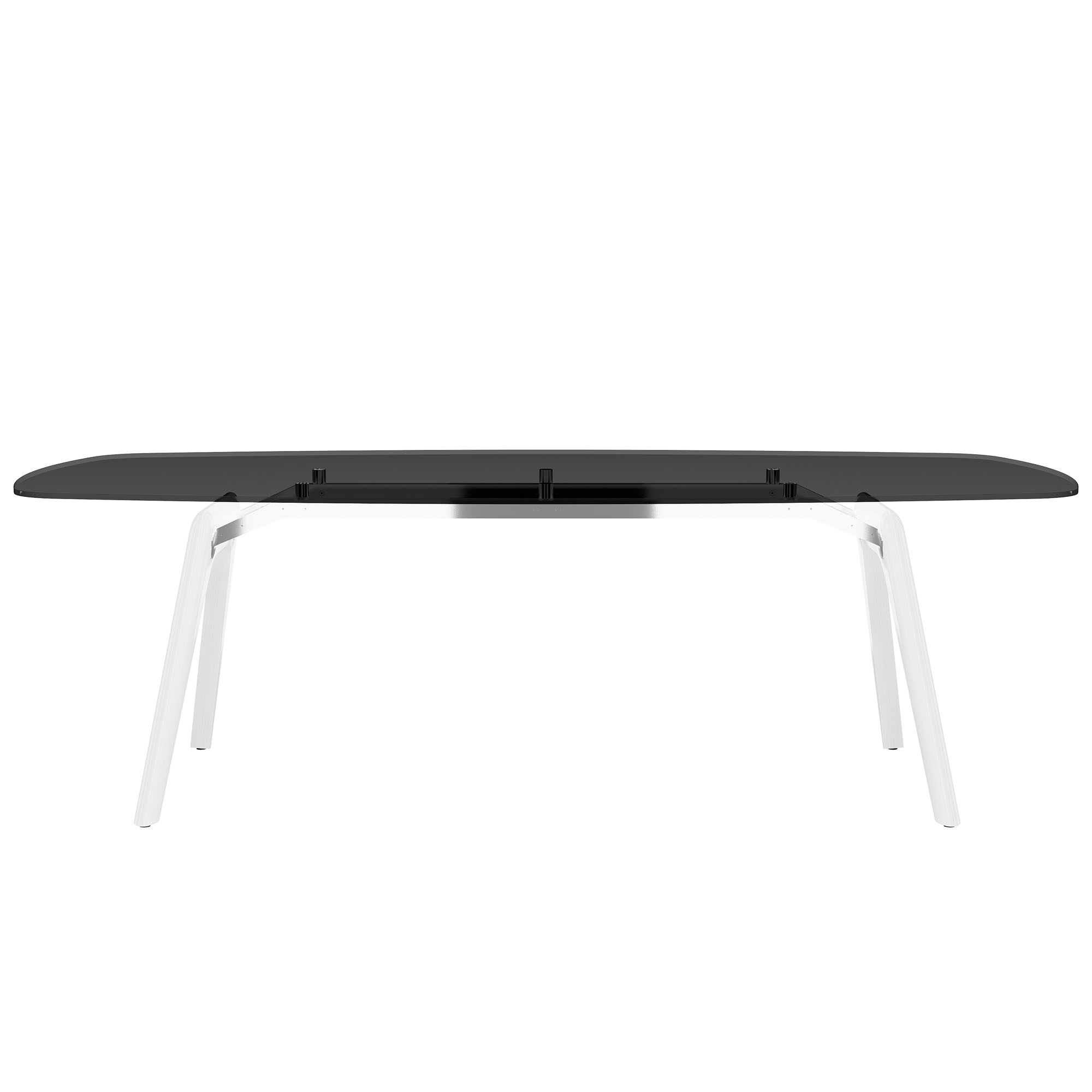 BRALCO RAIL meeting table | Boat shape, 2400 x 1200 x 750 mm (8 people) | gray tinted glass table top - 2 Main Image