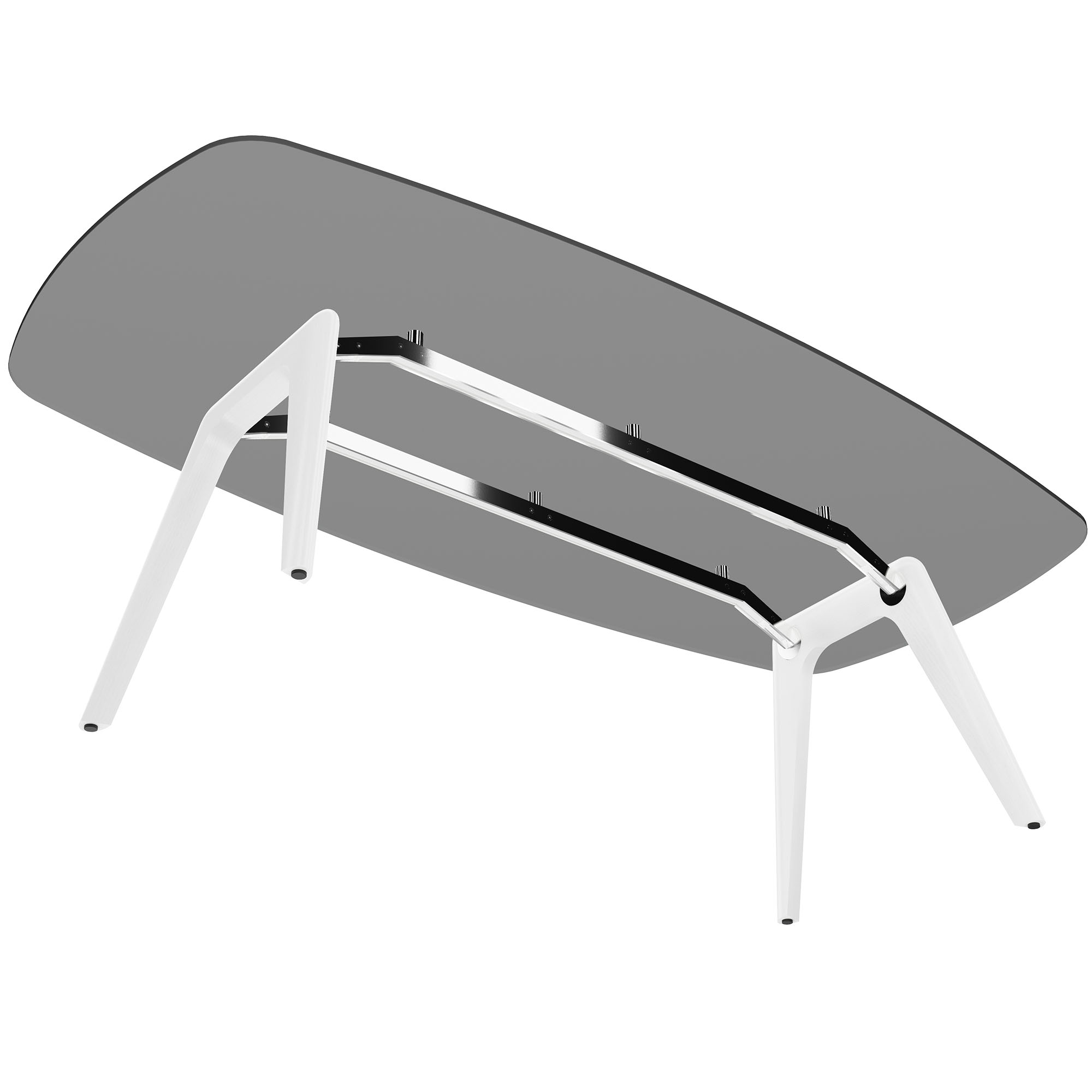 BRALCO RAIL meeting table | Boat shape, 2400 x 1200 x 750 mm (8 people) | gray tinted glass table top - 3 Main Image