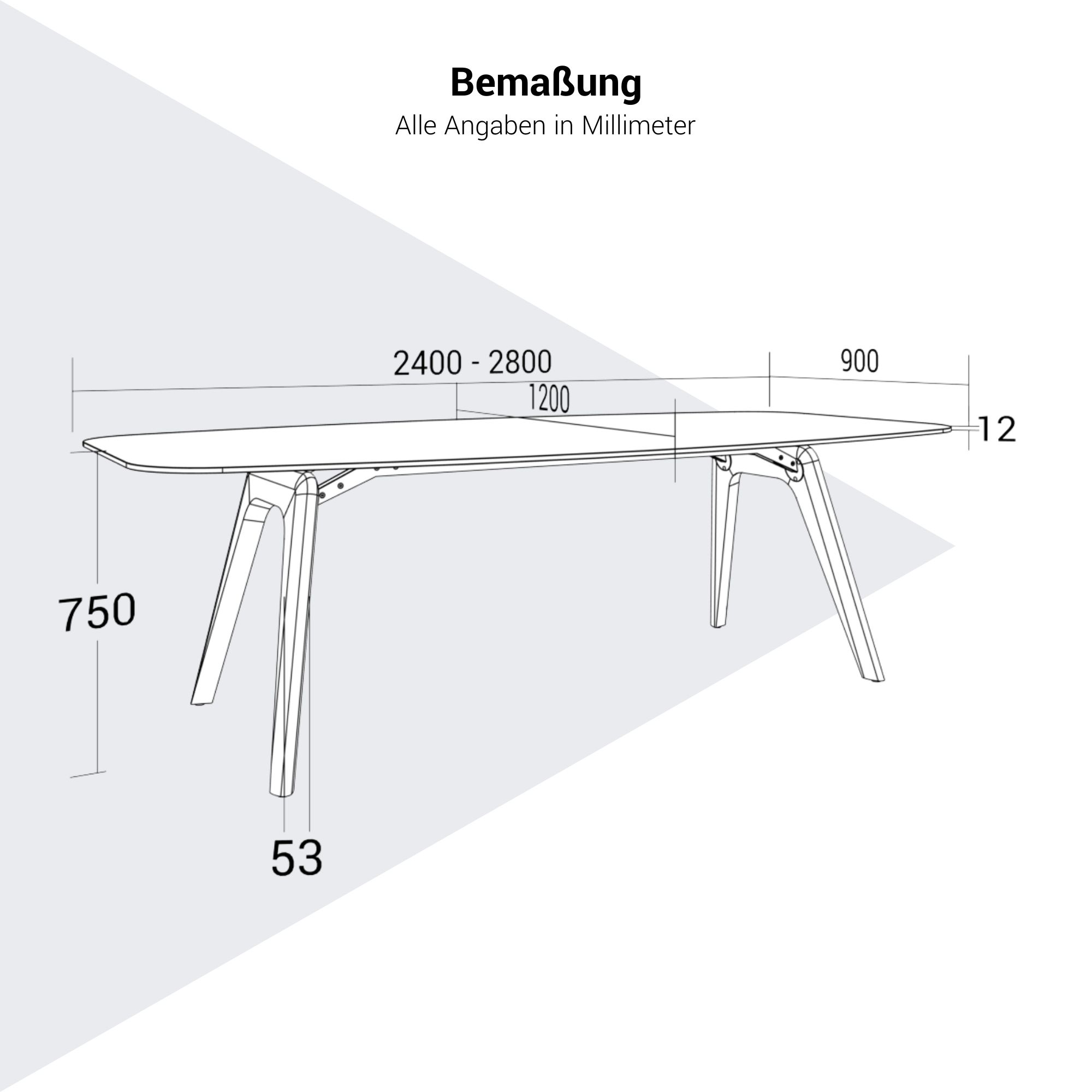 BRALCO RAIL meeting table | Boat shape, 2400 x 1200 x 750 mm (8 people) | gray tinted glass table top - 6 Main Image