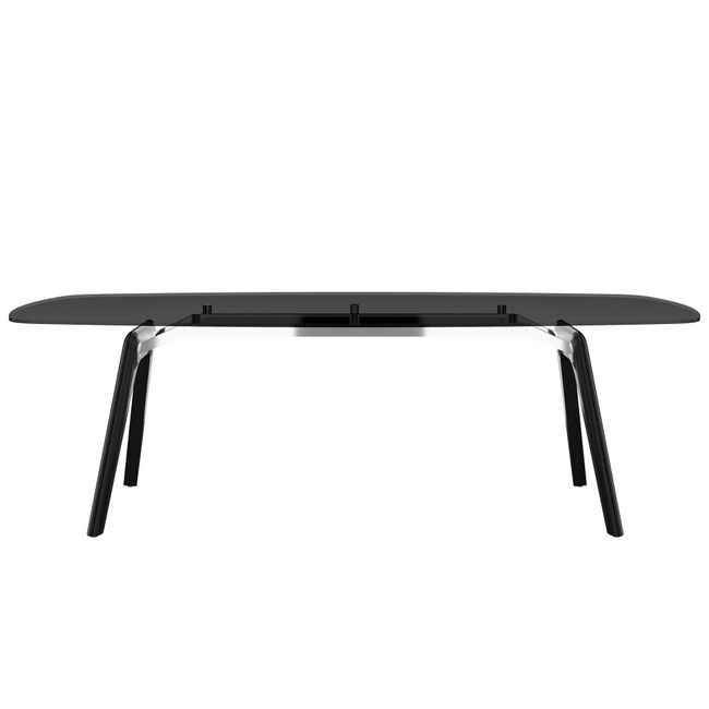 BRALCO RAIL Besprechungstisch | Bootsform, 2400 x 1200 x 750 mm (8 Personen) | grau getönte Glas-Tischplatte