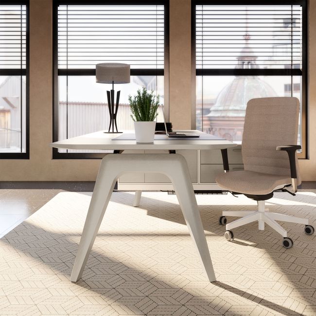 BRALCO RAIL Schreibtisch | 1800 - 2400 mm, integriertes Lowboard, Echtholz, Eiche Weiß BRALCO RAIL Schreibtisch | 1800 - 2400 mm, integriertes Lowboard, Echtholz, Eiche Weiß