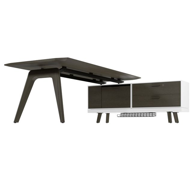 BRALCO RAIL Schreibtisch | 1800 - 2400 mm, integriertes Lowboard, Echtholz, Eiche Dunkelgrau BRALCO RAIL Schreibtisch | 1800 - 2400 mm, integriertes Lowboard, Echtholz, Eiche Dunkelgrau