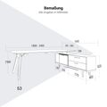 Bralco RAIL Bureau | 1800 - 2400 mm, basboard intégré, bois réel, chêne gris foncé - 10 Thumbnail Image
