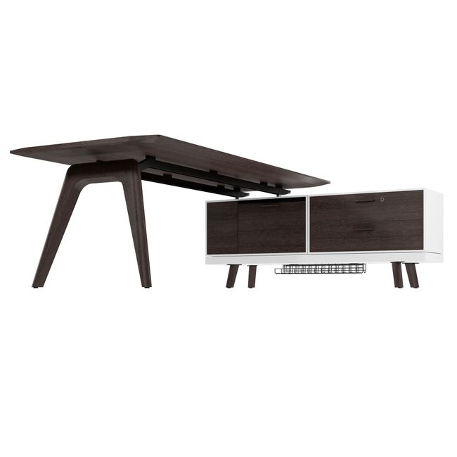 BRALCO RAIL Schreibtisch | 1800 - 2400 mm, integriertes Lowboard, Echtholz, Eiche Carbon BRALCO RAIL Schreibtisch | 1800 - 2400 mm, integriertes Lowboard, Echtholz, Eiche Carbon