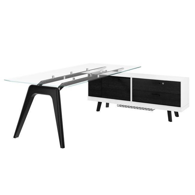 BRALCO RAIL Schreibtisch | 1800 - 2400 mm, integriertes Lowboard, Glas-Tischplatte BRALCO RAIL Schreibtisch | 1800 - 2400 mm, integriertes Lowboard, Glas-Tischplatte