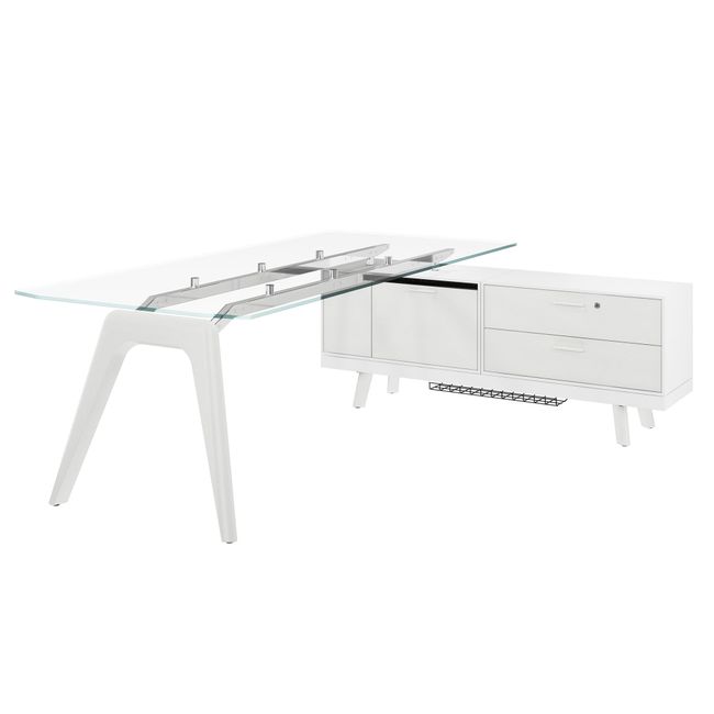 BRALCO RAIL Schreibtisch | 1800 - 2400 mm, integriertes Lowboard, Glas-Tischplatte BRALCO RAIL Schreibtisch | 1800 - 2400 mm, integriertes Lowboard, Glas-Tischplatte