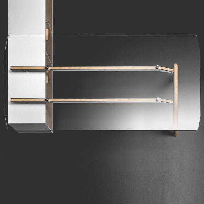 BRALCO RAIL Schreibtisch | 1800 - 2400 mm, integriertes Lowboard, grau getönte Glas-Tischplatte