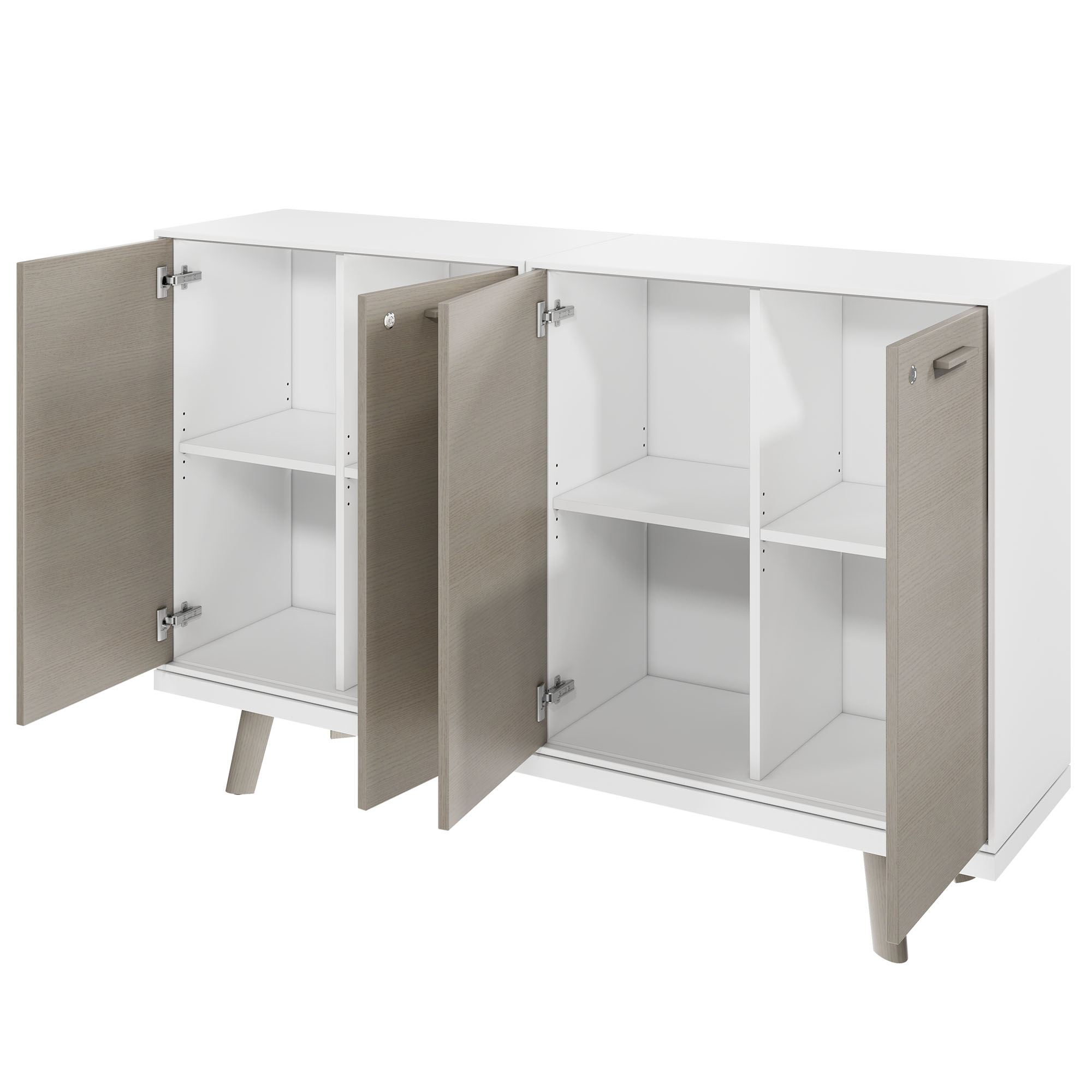 Bralco RAIL Highboard | 2 oh, 1600 x 400 mm, gris clair en chêne - 2 Main Image