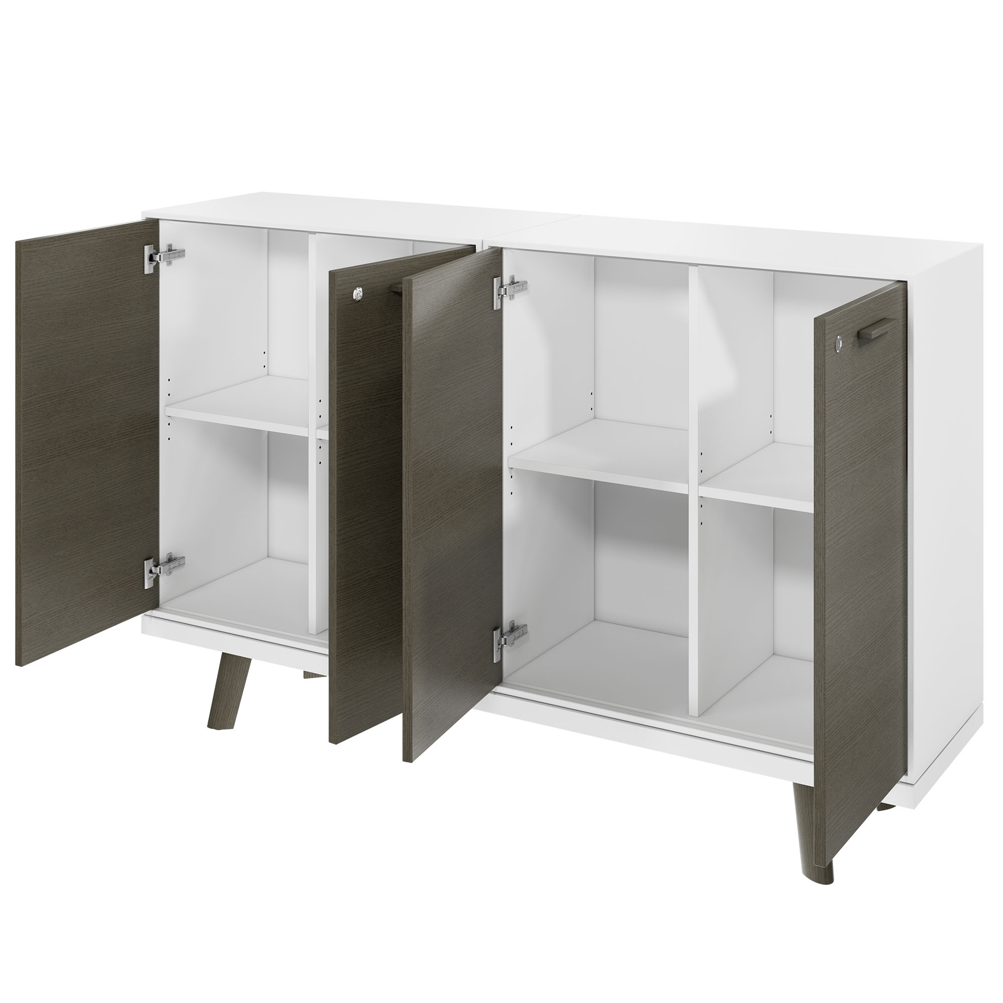 Bralco RAIL Highboard | 2 oh, 1600 x 400 mm, chêne gris foncé - 2 Main Image