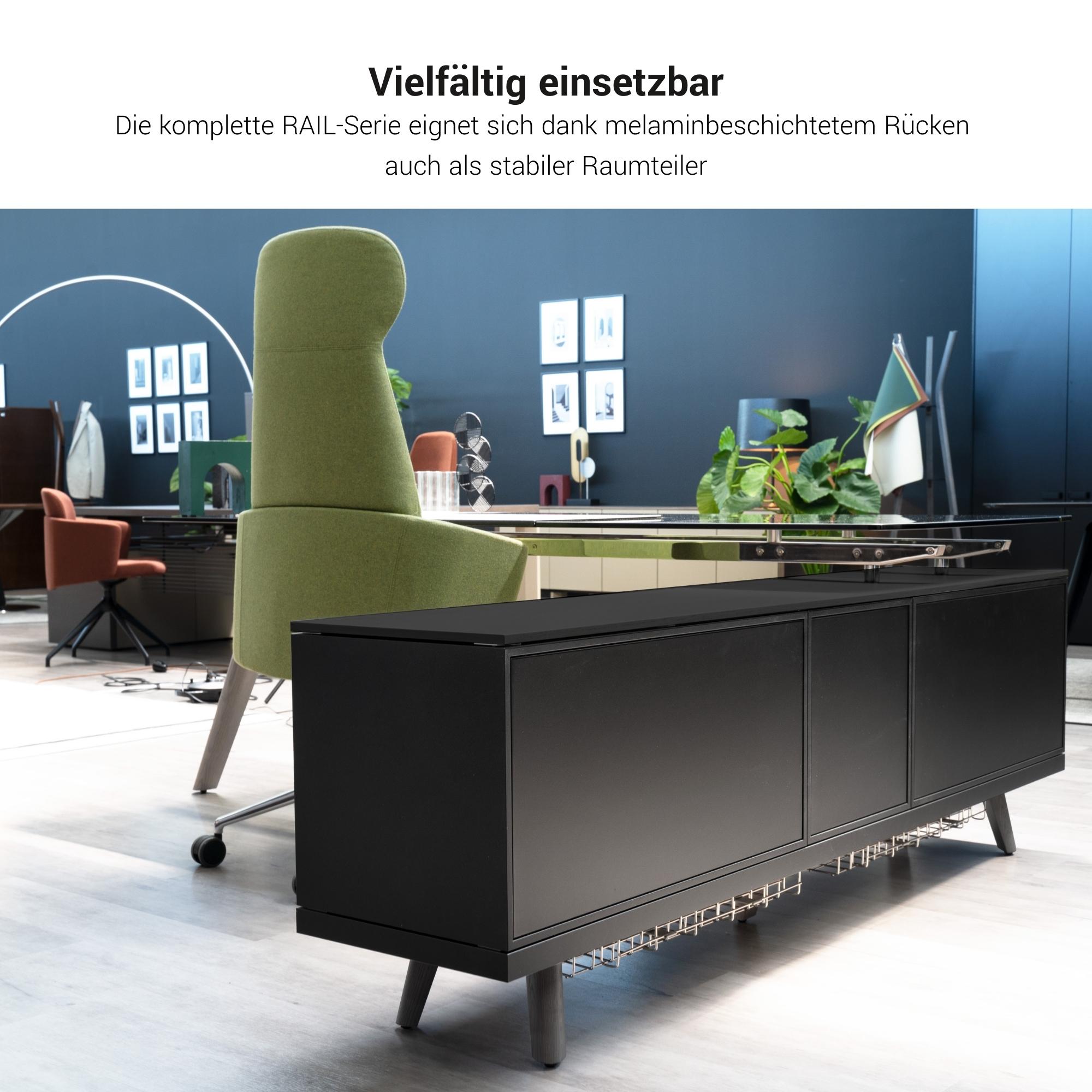 Bralco RAIL Highboard | 2 oh, 1600 x 400 mm, chêne gris foncé - 4 Main Image