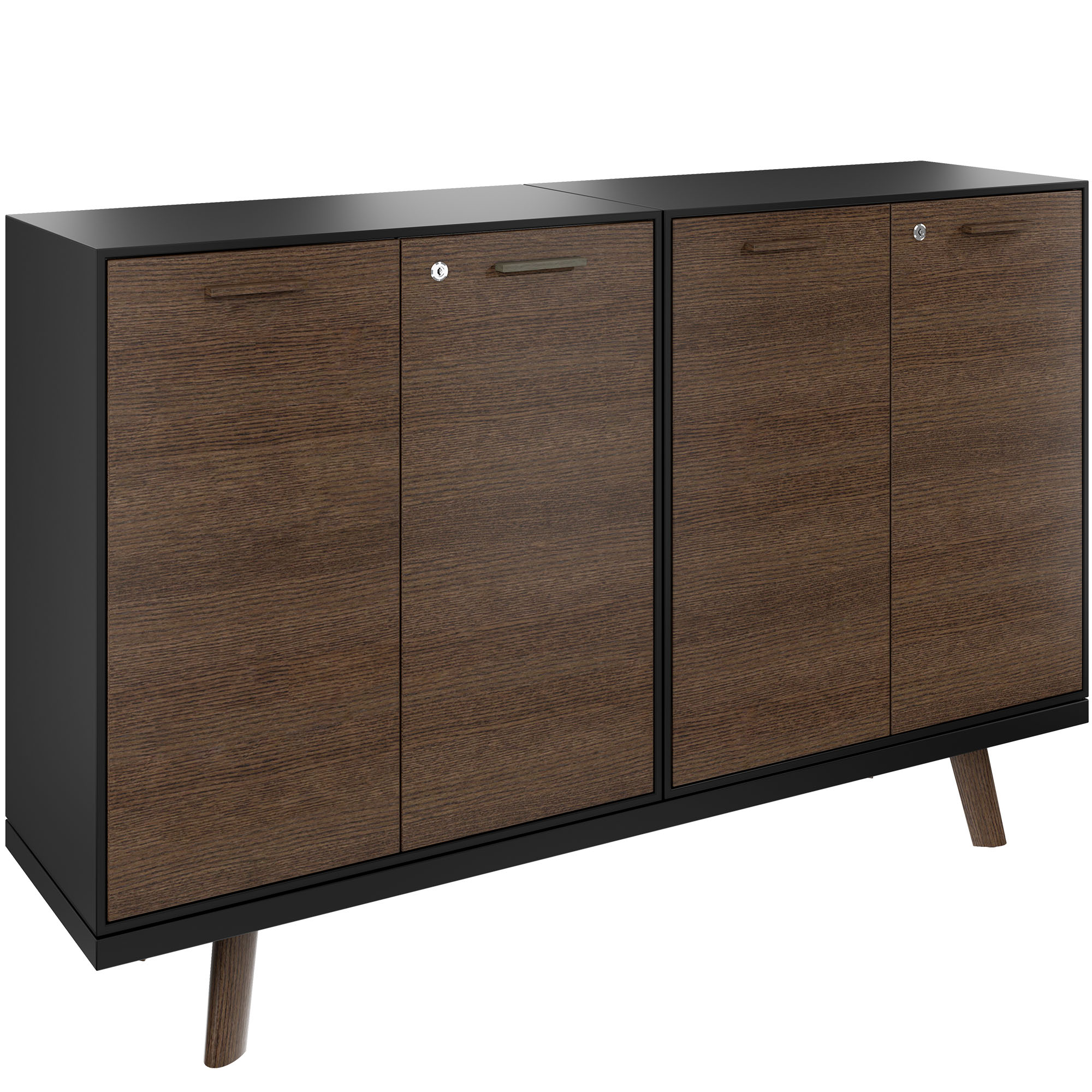 Bralco RAIL Highboard | 2 oh, 1600 x 400 mm, tabac en chêne - 2 Main Image
