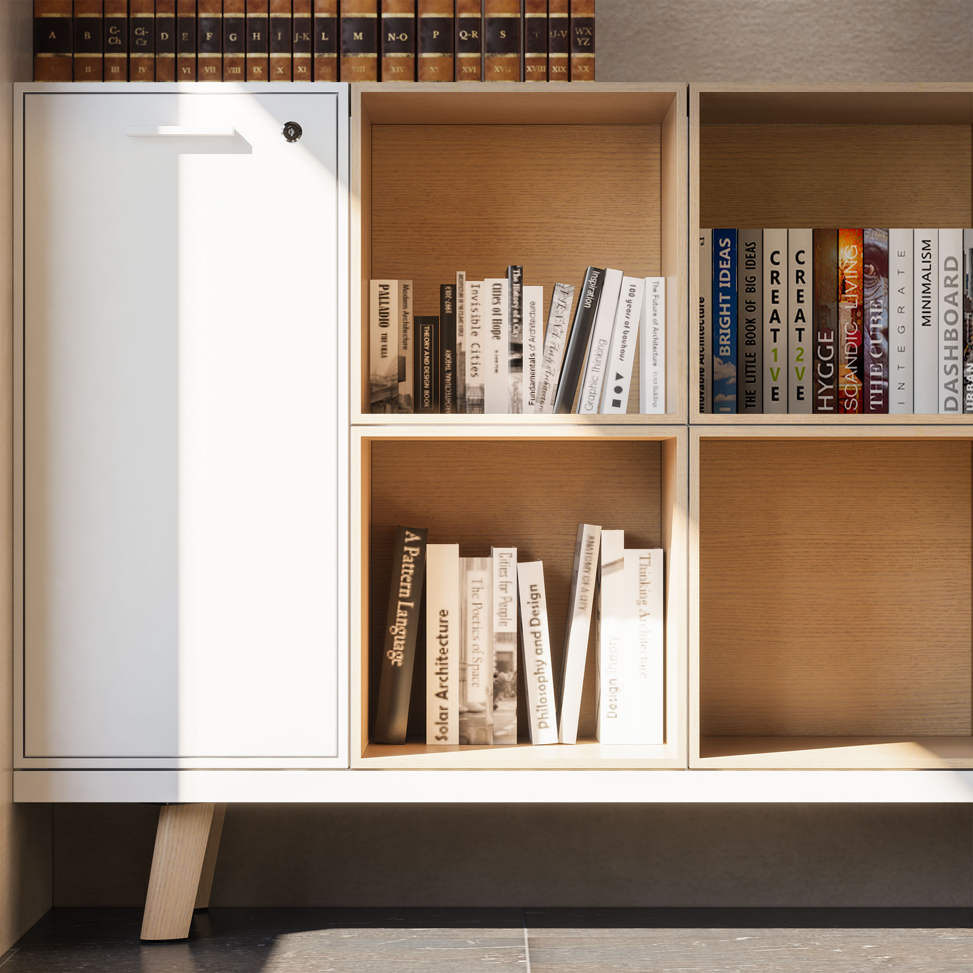 Bralco RAIL Highboard | 2 Oh, 1600 x 400 mm, oak white - 13 Main Image