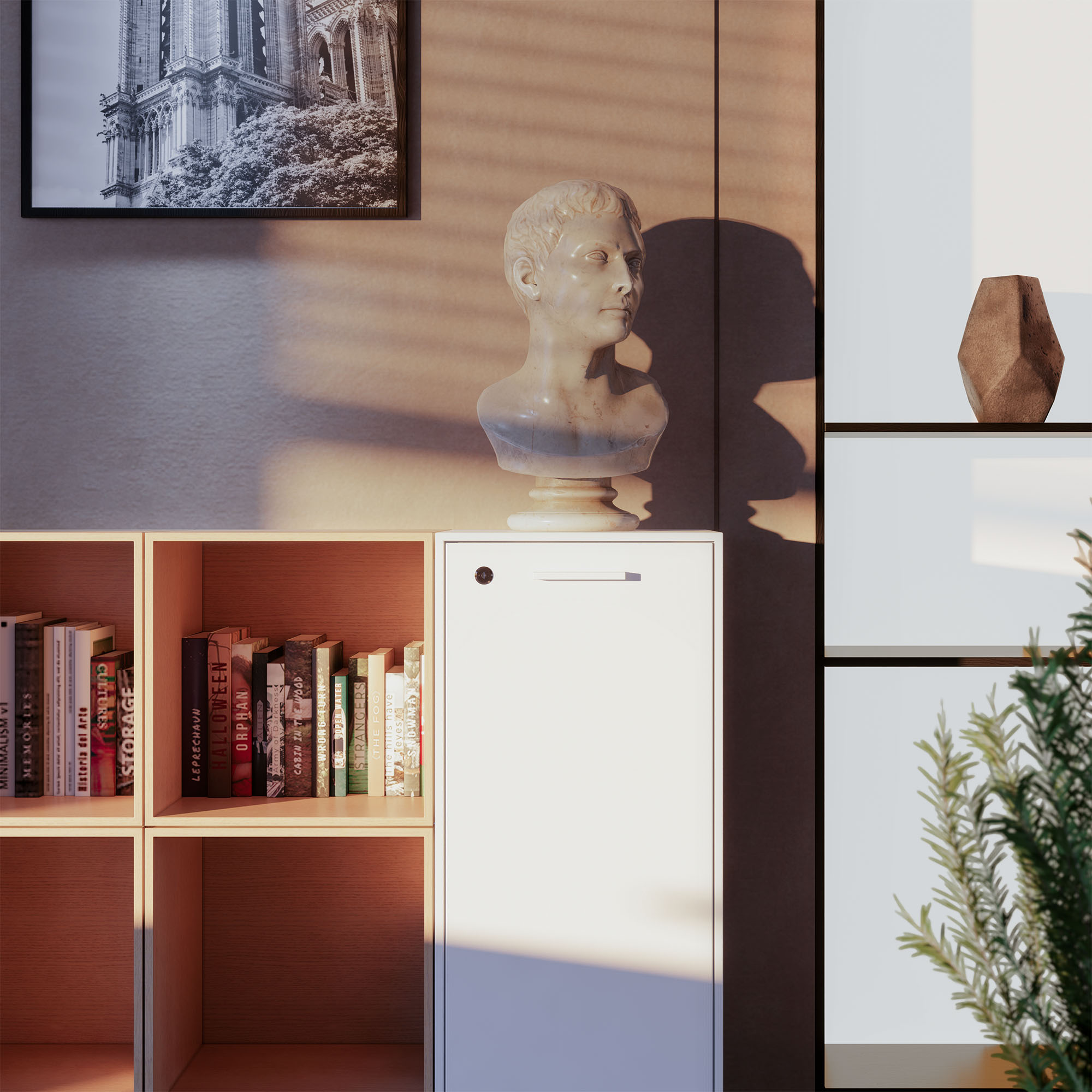 Bralco RAIL Highboard | 2 Oh, 1600 x 400 mm, oak white - 12 Main Image