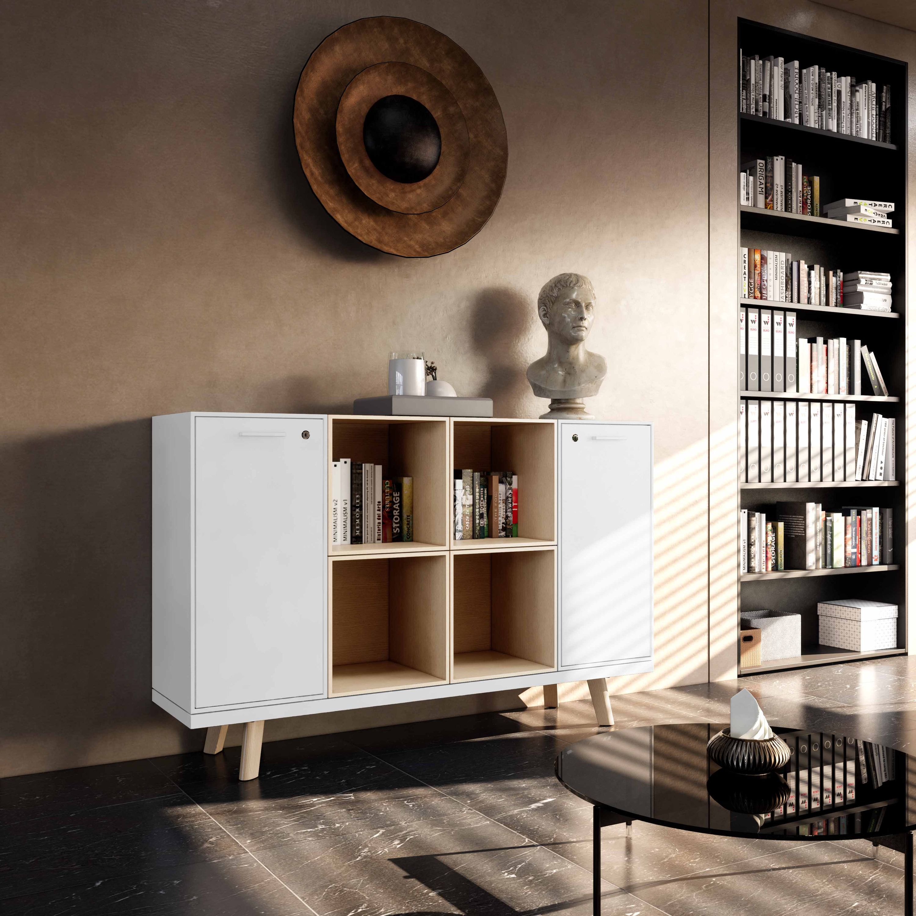 Bralco RAIL Highboard | 2 Oh, 1600 x 400 mm, oak white - 16 Main Image
