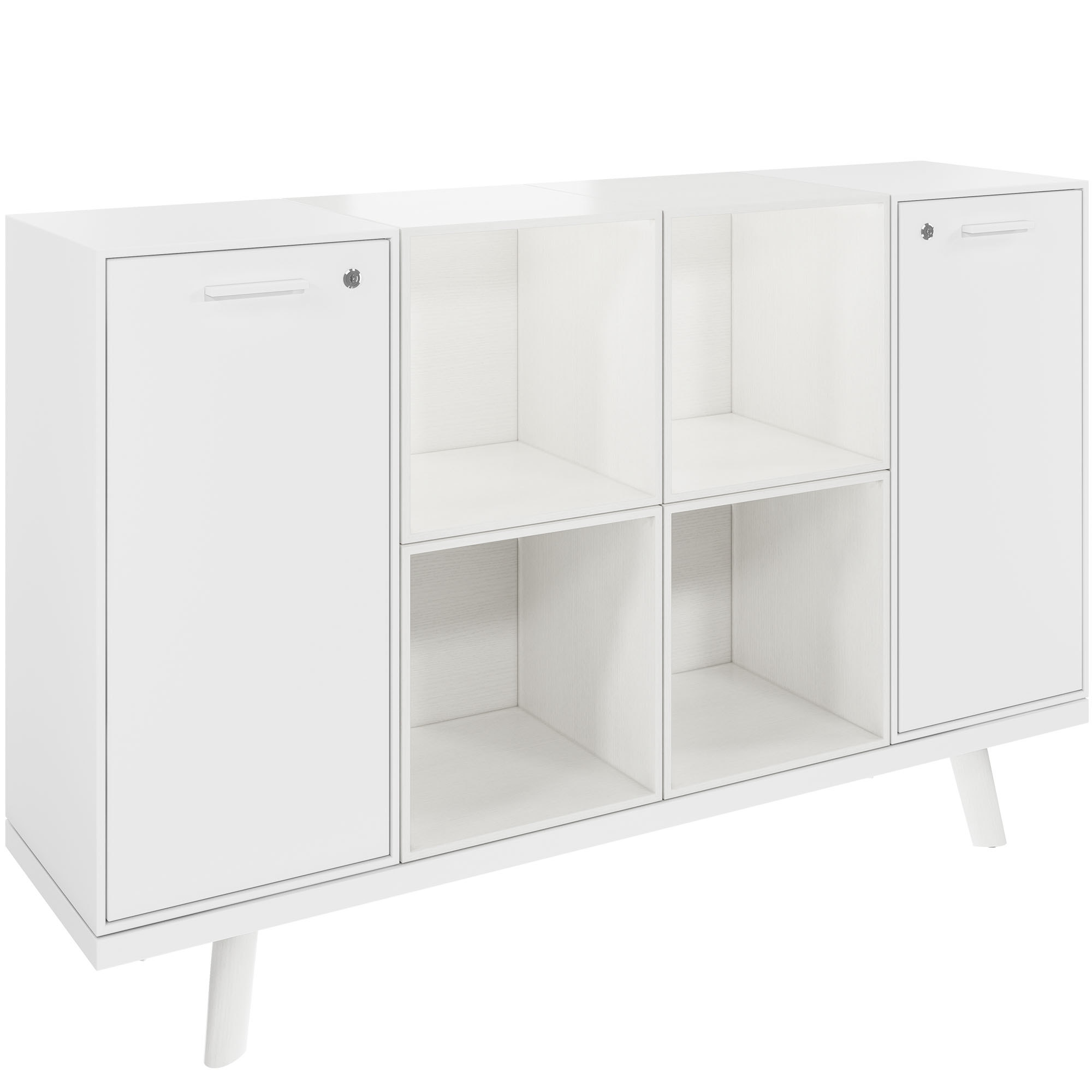 Bralco RAIL Highboard | 2 Oh, 1600 x 400 mm, oak white - 1 Main Image