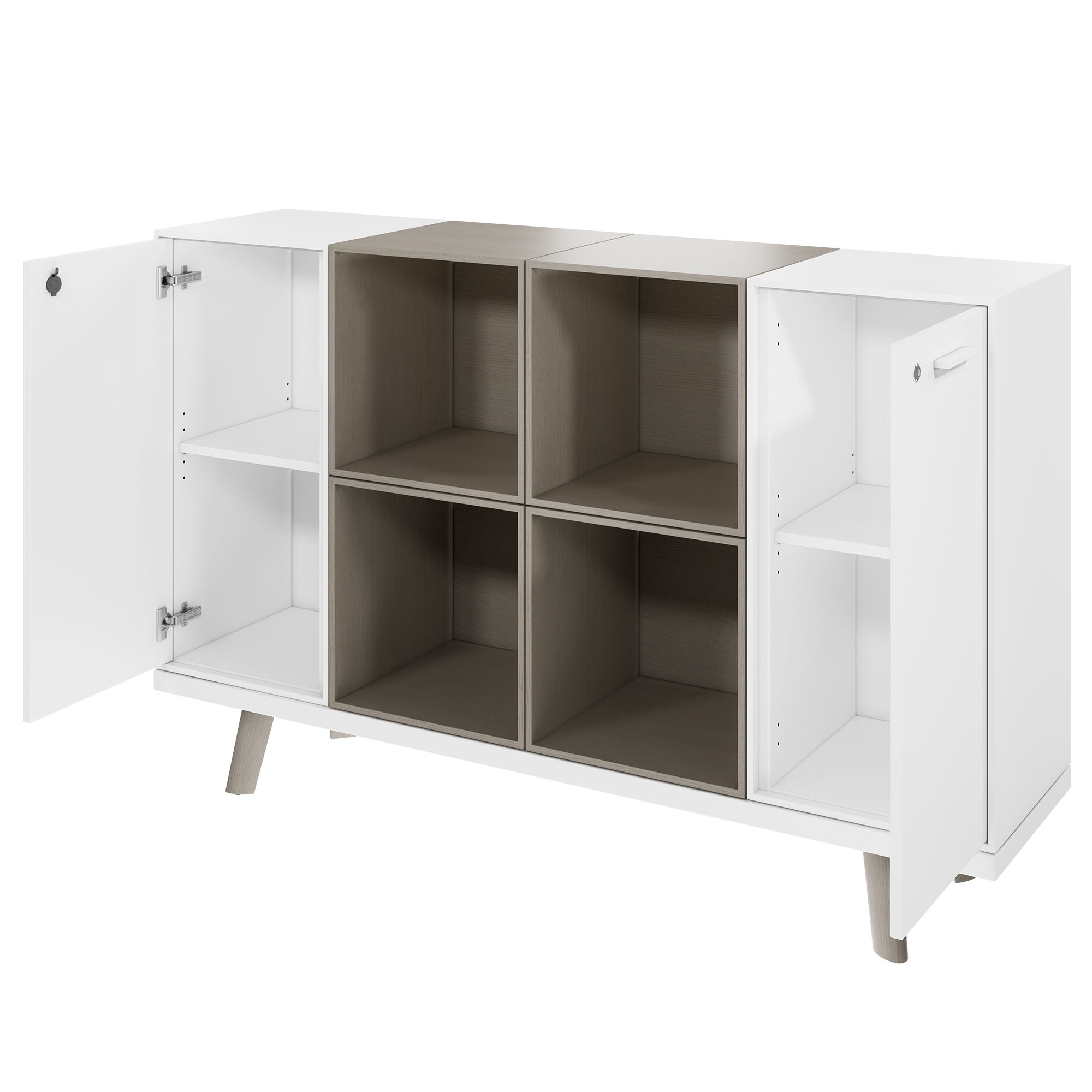 BRALCO RAIL highboard | 2 OH, 1600 x 400 mm, light gray oak - 2 Main Image