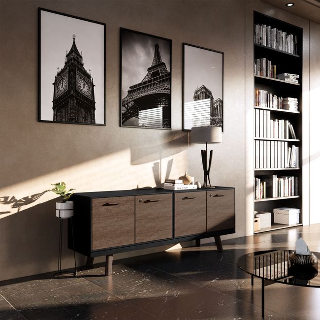 BRALCO RAIL Lowboard | 1,5 OH, 1603 x 400 mm, Eiche Hellgrau