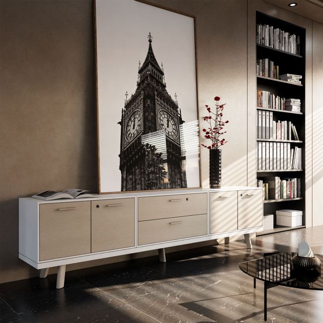 BRALCO RAIL Lowboard | 1,5 OH, 2400 x 400 mm, Eiche Weiß BRALCO RAIL Lowboard | 1,5 OH, 2400 x 400 mm, Eiche Weiß