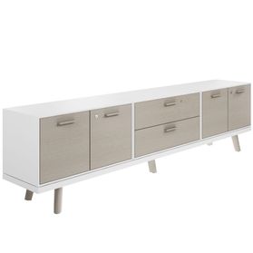 BRALCO RAIL Lowboard | 1,5 OH, 2400 x 400 mm, Eiche Hellgrau