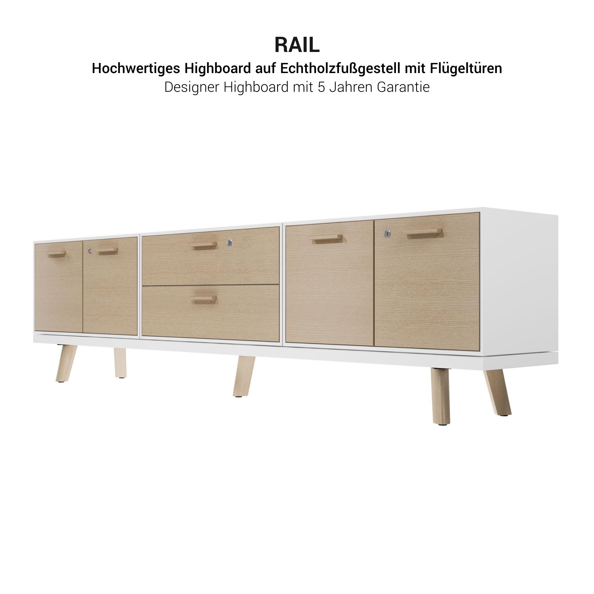 BRALCO RAIL Lowboard | 1.5 OH, 2400 x 400 mm, tobacco oak - 3 Main Image