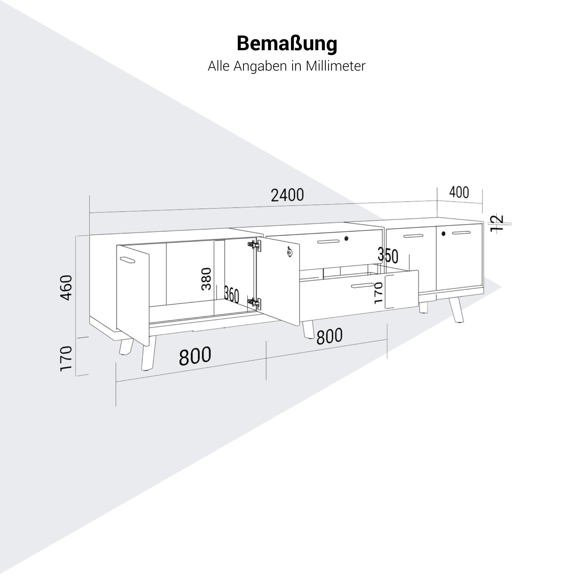 BRALCO RAIL Lowboard | 1.5 OH, 2400 x 400 mm, black oak - 10 Main Image