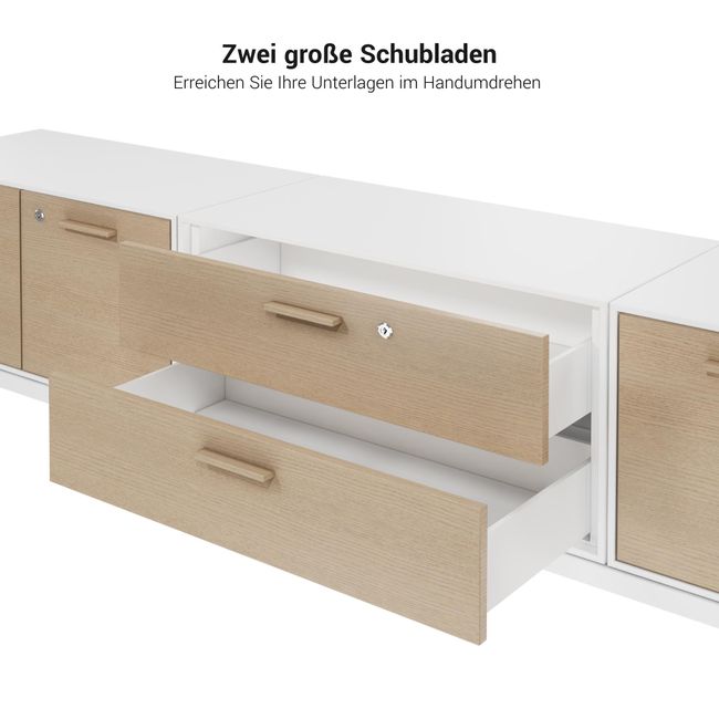 BRALCO RAIL Lowboard | 1,5 OH, 2400 x 400 mm, Eiche Schwarz