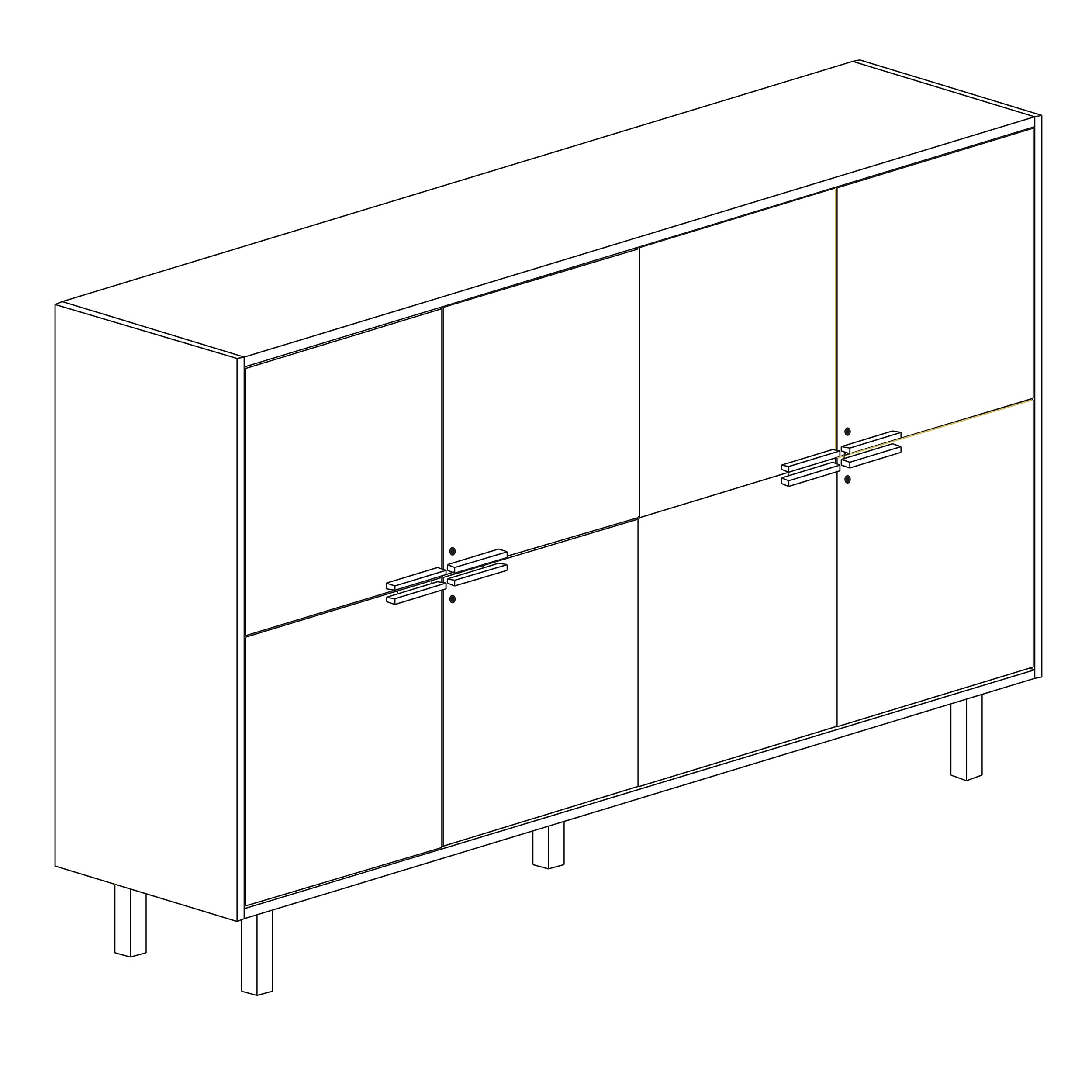 Bralco JET EVO Highboard | 2 Oh, 2036 x 460 mm, white - 7 Main Image