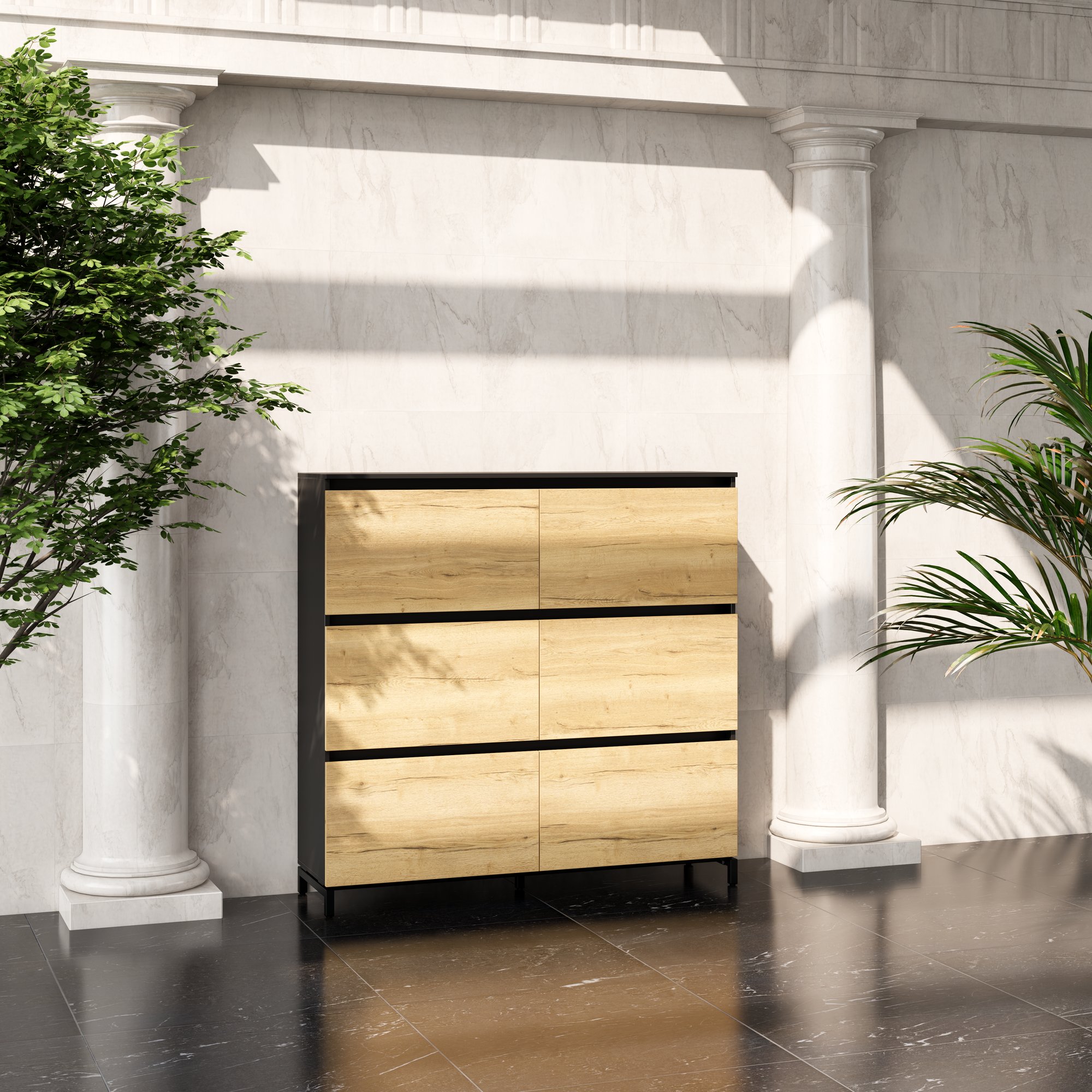 ART Highboard | 3 oh, 1600 x 1560 mm, chêne sauvage gris foncé - 2 Main Image