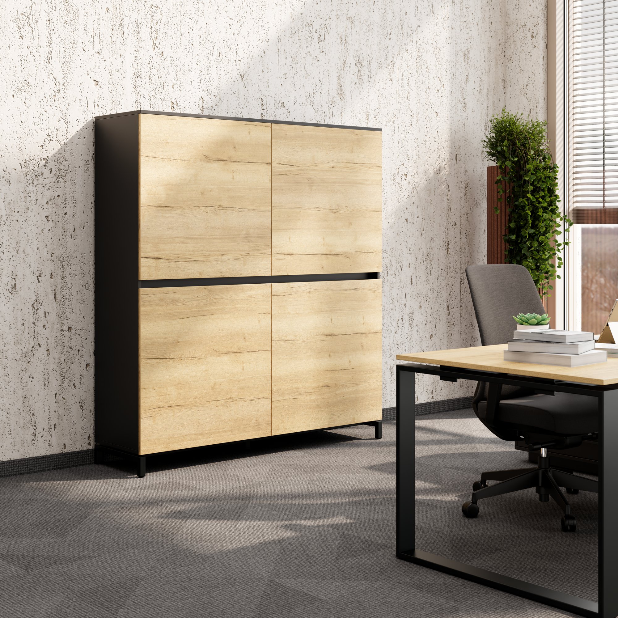 ART Classeur | 4 oh, 1600 x 1760 mm, chêne sauvage gris foncé - 2 Main Image