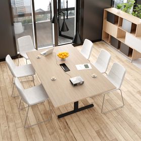 T-EASY Konferenztisch | 2000 x 1200 mm (8 - 10 Personen), elektrifiziert, Bernsteineiche