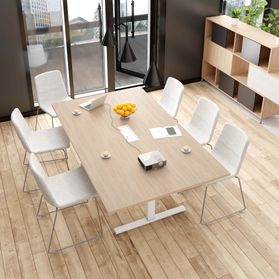 T-EASY Konferenztisch | 2000 x 1200 mm (8 - 10 Personen), elektrifiziert, Bernsteineiche