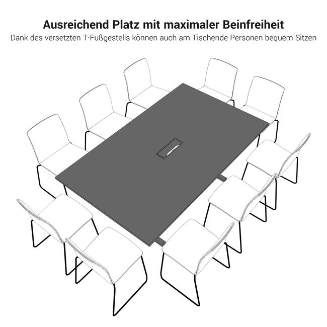 T-EASY Konferenztisch | 2000 x 1200 mm (8 - 10 Personen), elektrifiziert, Cubanitgrau T-EASY Konferenztisch | 2000 x 1200 mm (8 - 10 Personen), elektrifiziert, Cubanitgrau