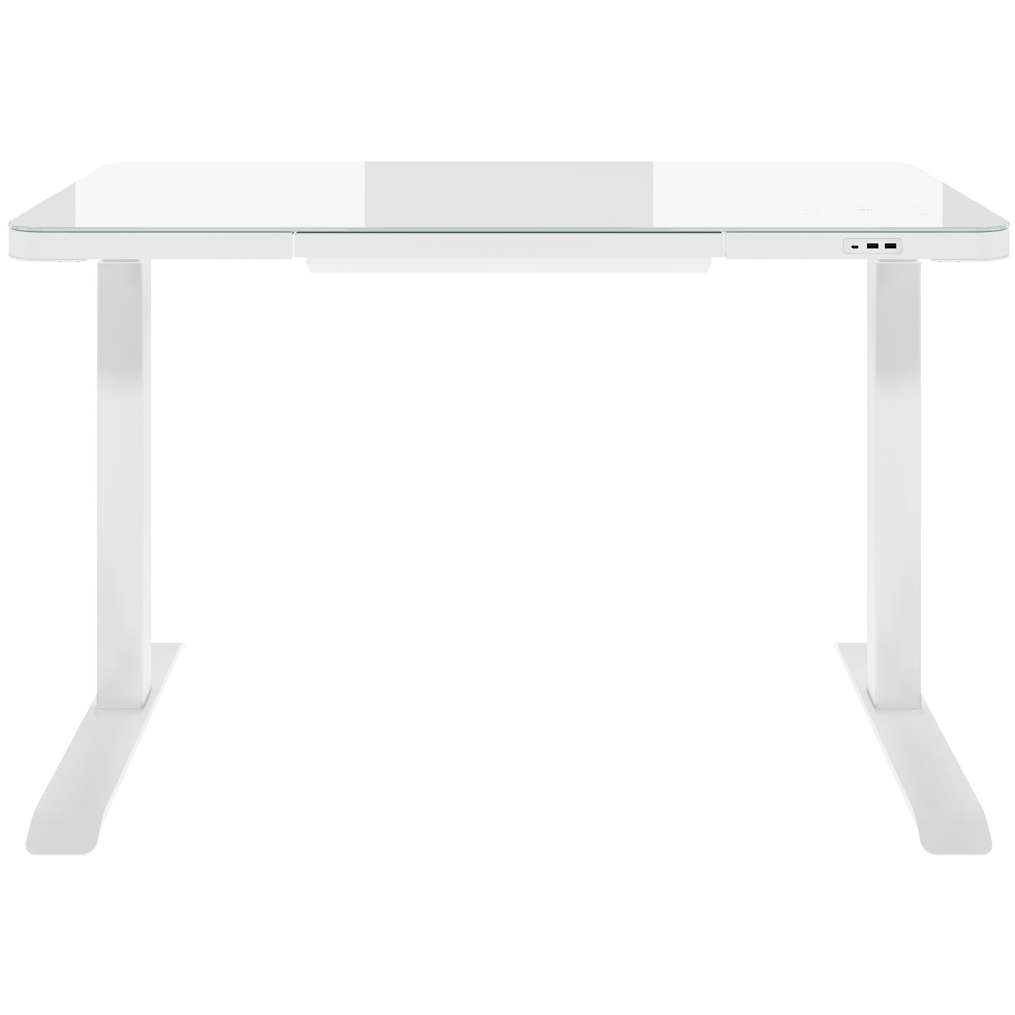 STATION Schreibtisch | 1150 x 590 mm, elektrisch höhenverstellbar, induktives Ladegerät, Glastischplatte, Weiß - 4 Main Image