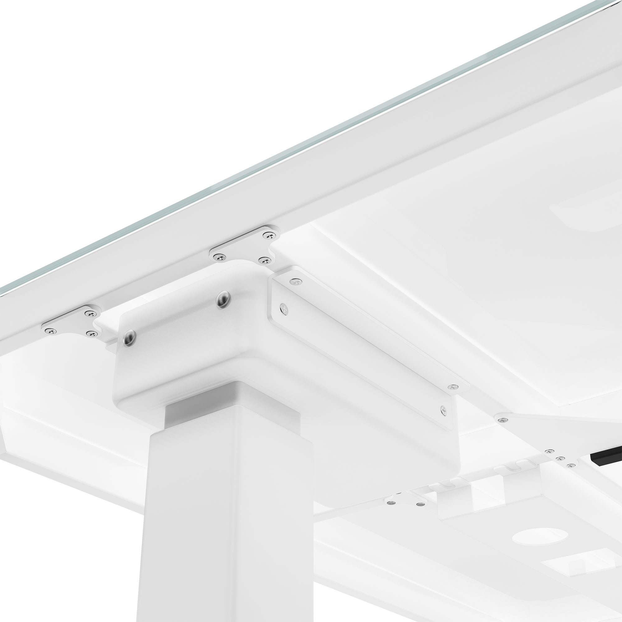 STATION Schreibtisch | 1150 x 590 mm, elektrisch höhenverstellbar, induktives Ladegerät, Glastischplatte, Weiß - 7 Main Image