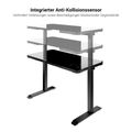STATION Schreibtisch | 1150 x 590 mm, elektrisch höhenverstellbar, induktives Ladegerät, Glastischplatte, Weiß